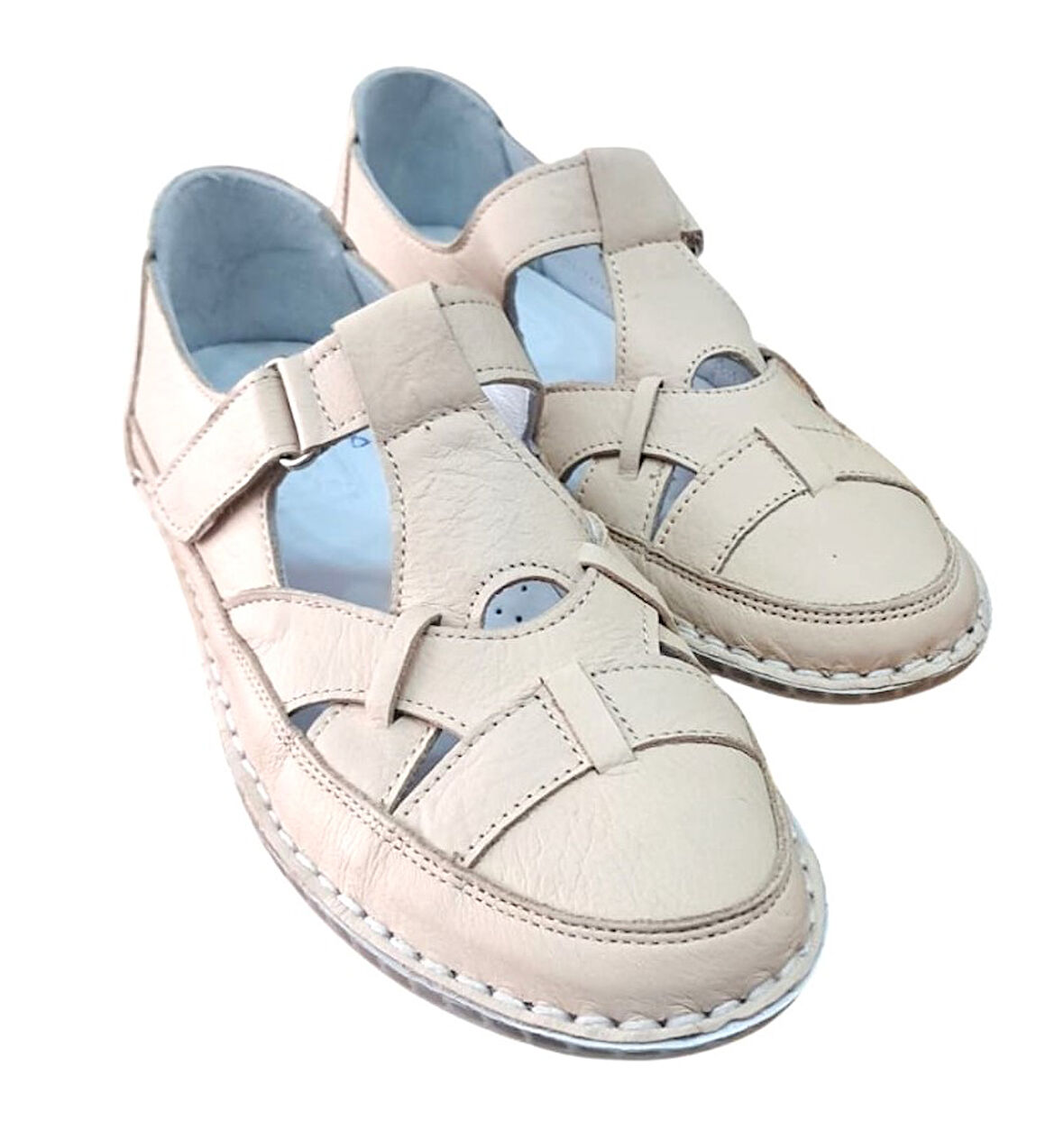 Fabbi 1025 Kadın Hakiki Deri Casual Comfort Ayakkabı Bej