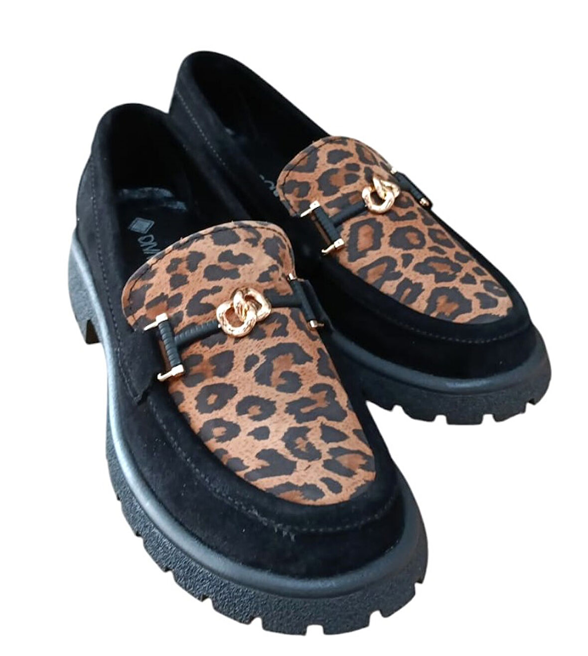 Divadonna 4270 Kadın Hakiki Deri Leopar Kadın Casual Ayakkabı Nubuk Siyah