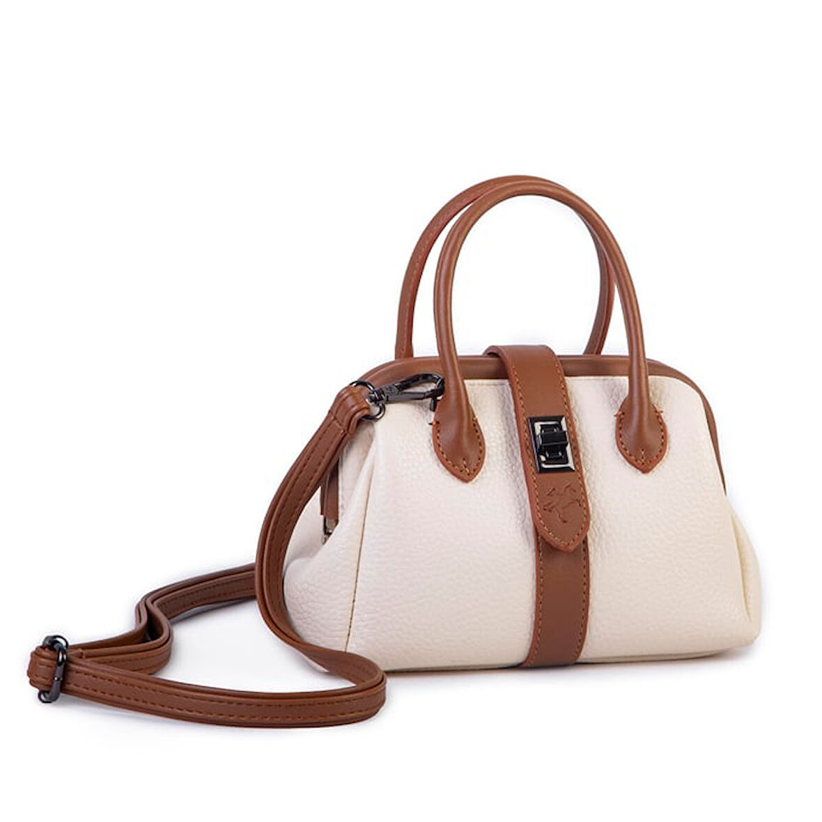 Nas 1426 Kadın Mini Boy Klipsli El Ve Postacı Çantası (20*13 Cm) Bej