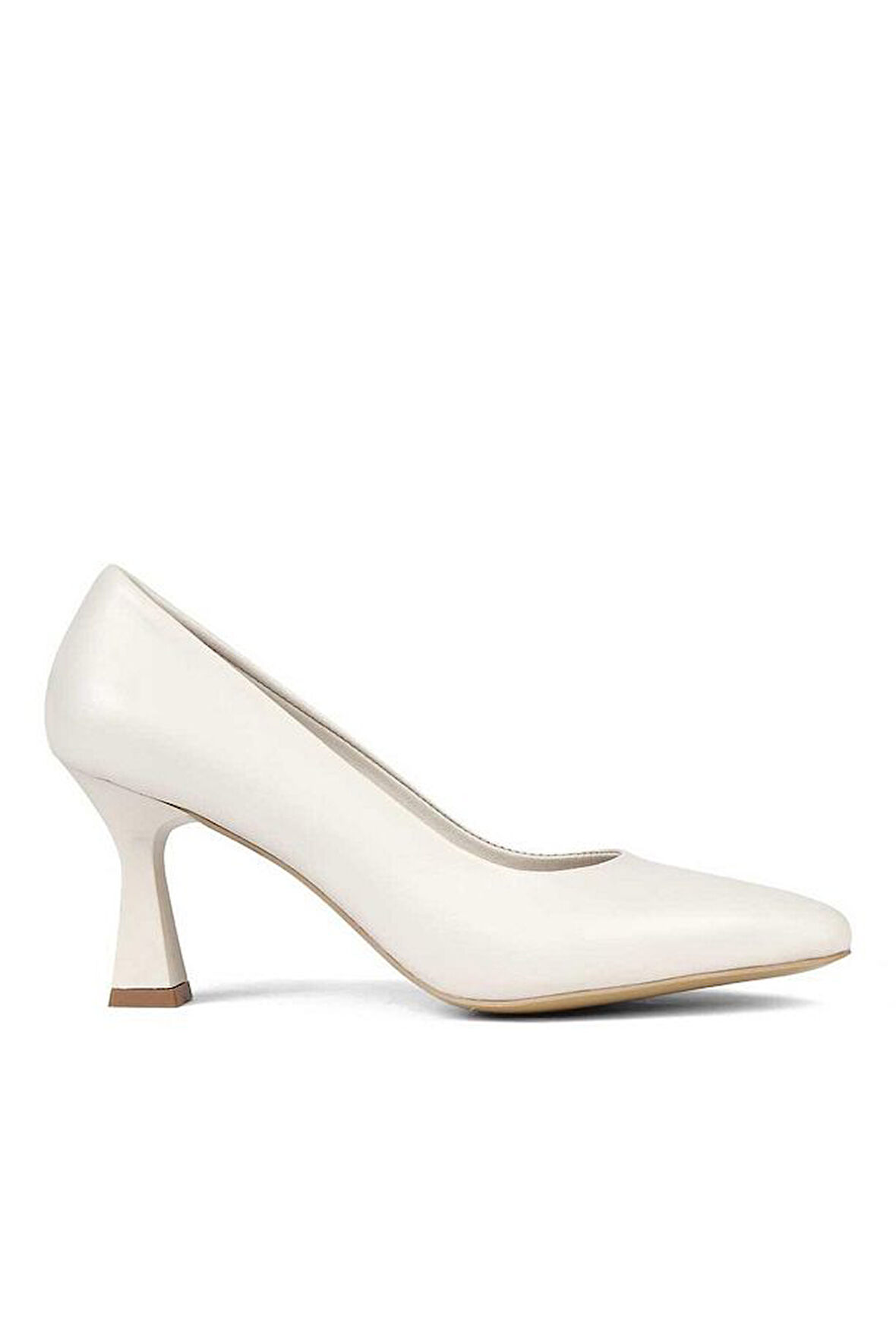 Lourenza 6002 Kadın Hakiki Deri 6.5 Cm Kadeh Ökçeli Kapalı Stiletto Bej