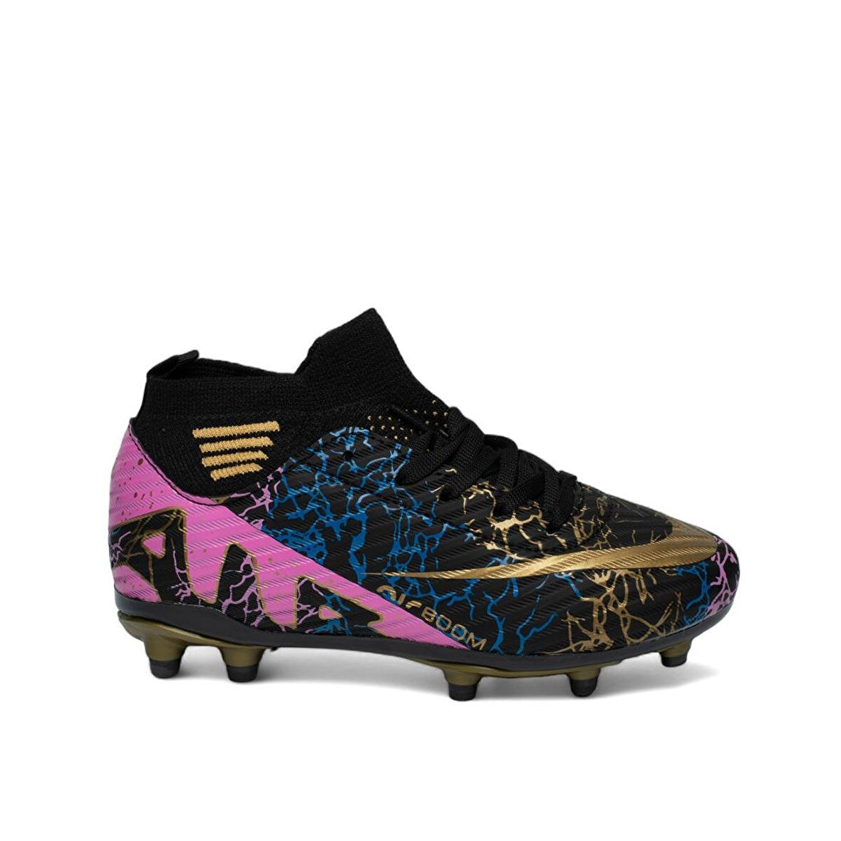 La Liga K565 Çocuk Çoraplı Çim Saha Kramponu Siyah - Altın