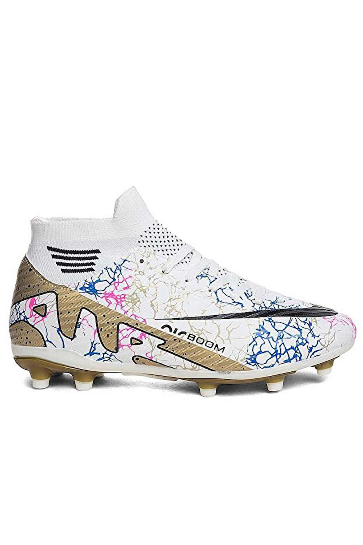 La Liga K565 Çocuk Çoraplı Çim Saha Kramponu Beyaz - Altın