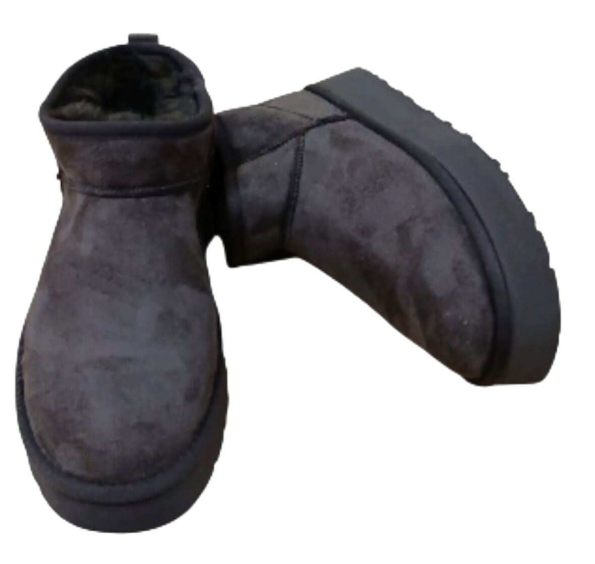 Ce&ce Bilekboy Kadın Süet Peluşlu Kalın Taban Günlük Bot Kahve