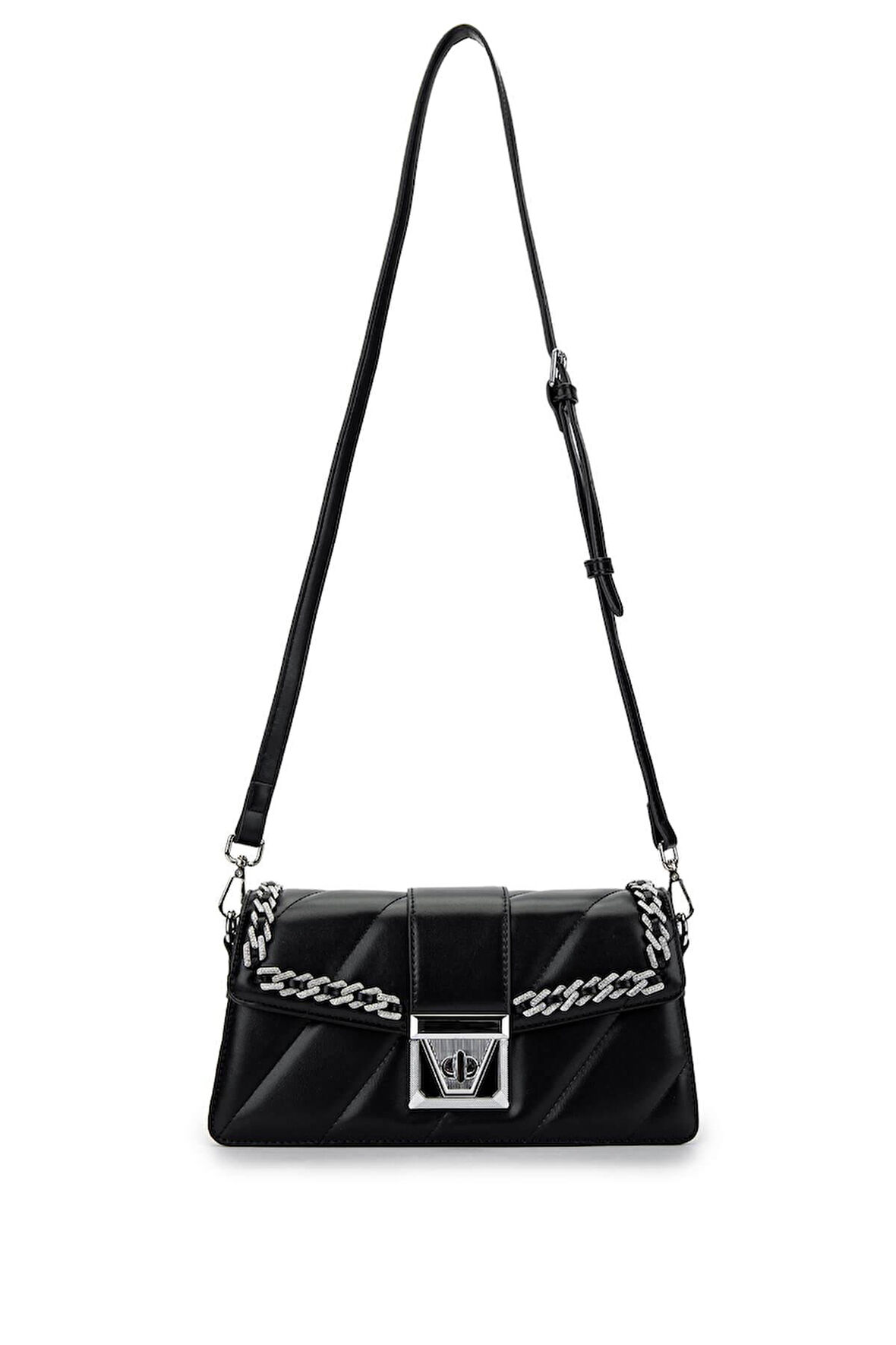 Guja C1002 Kadın Taşlı Omuz Çantası Siyah