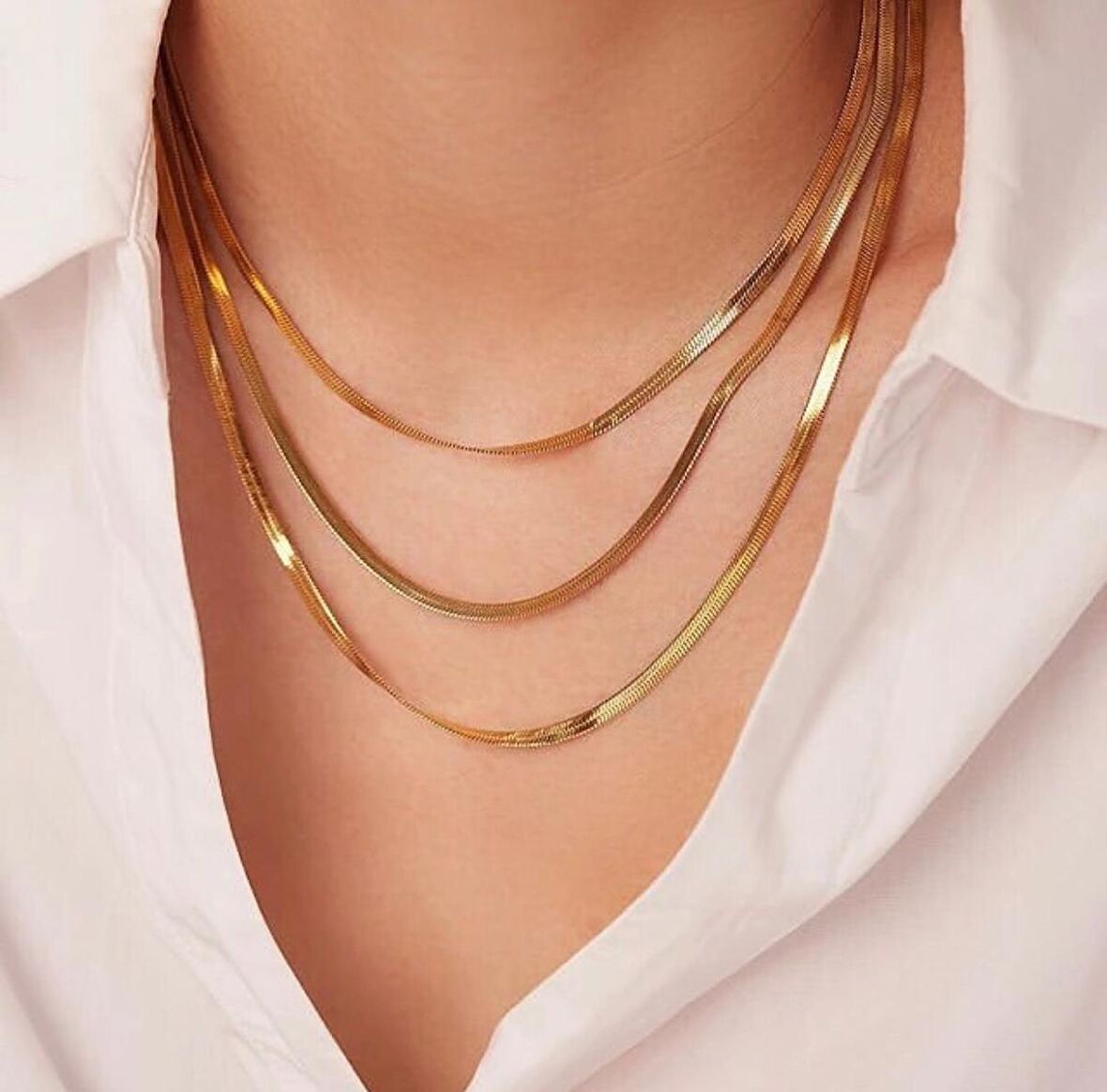 3 LÜ BİRLEŞİK İTALYAN EZME KADIN KOLYE GOLD ÇELİK ÜZERİ ALTIN KAPLAMA