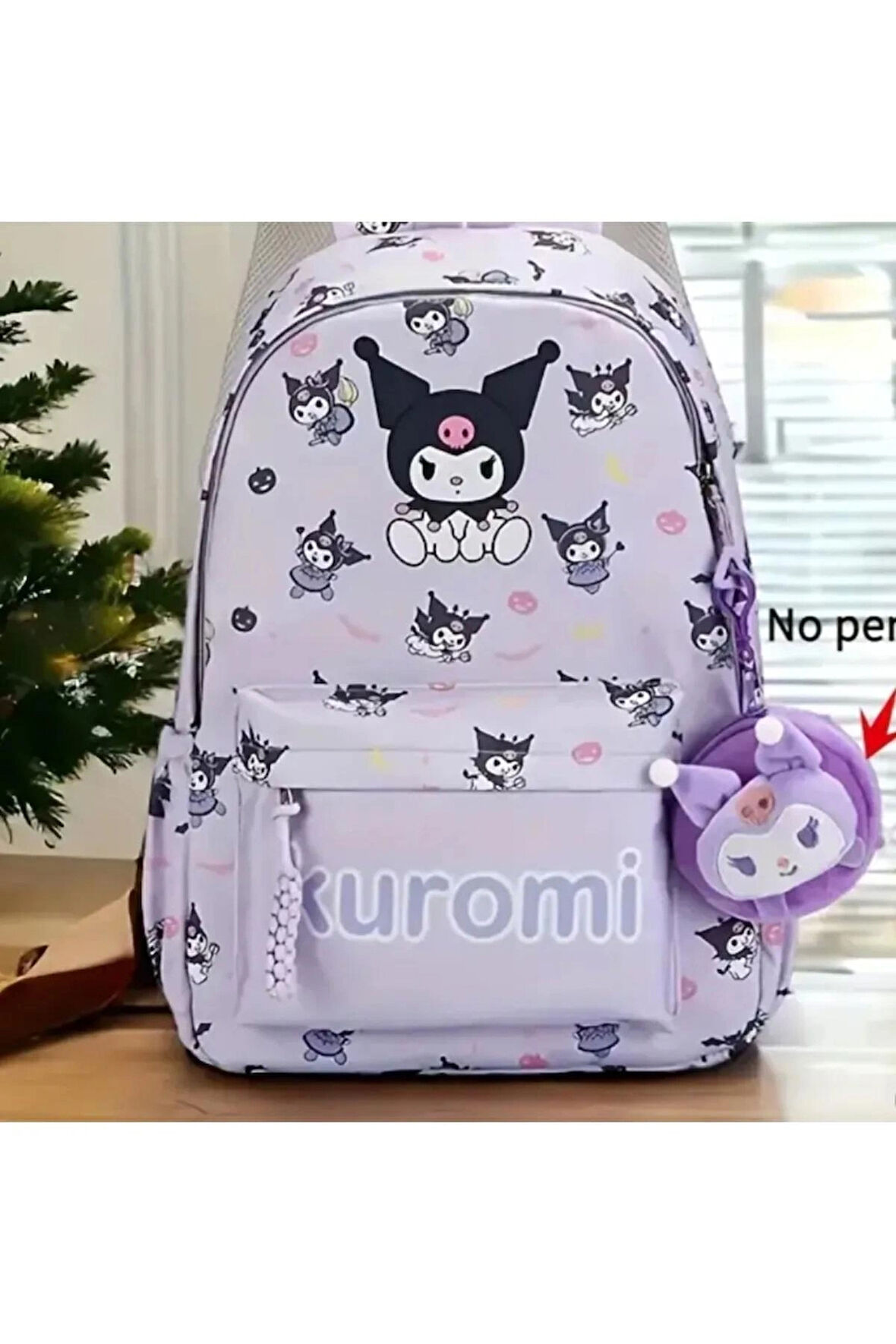 Kuromi Mor Tekli Büyük Boy Sırt Çantası