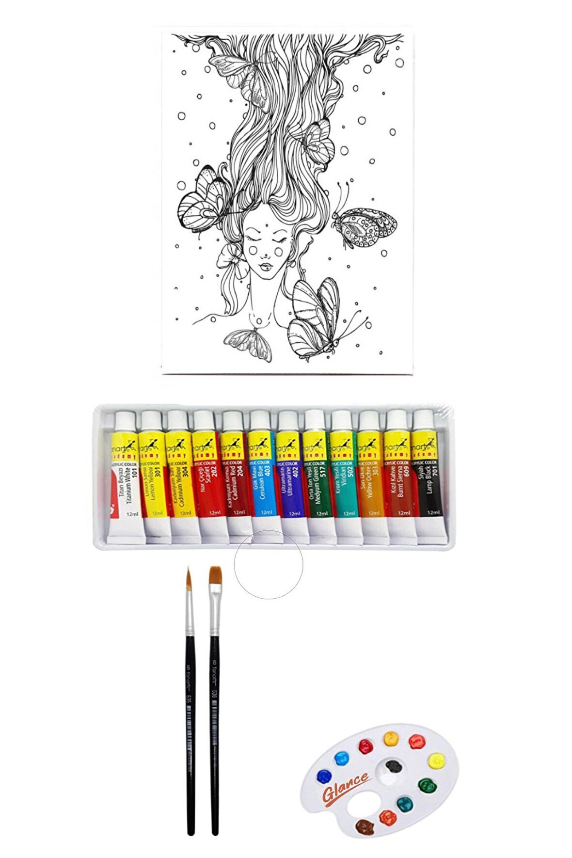 Artdeco Desenli Tuval 40x50cm Rüya Fanart Academy Akrilik Boya Seti 12 Renk X 12ml