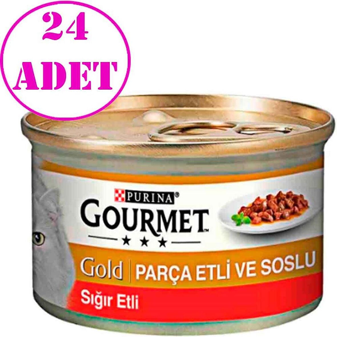 GourmetGold Parça Sığır Etli Kedi Konservesi 85 gr 24 AD