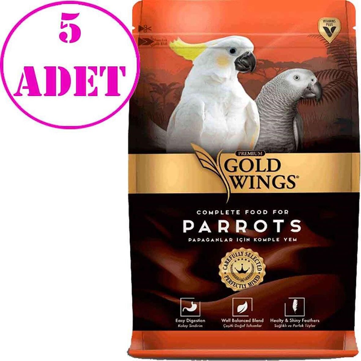 Gold Wings Premium Papağan Yemi 1 Kg 5 Adet