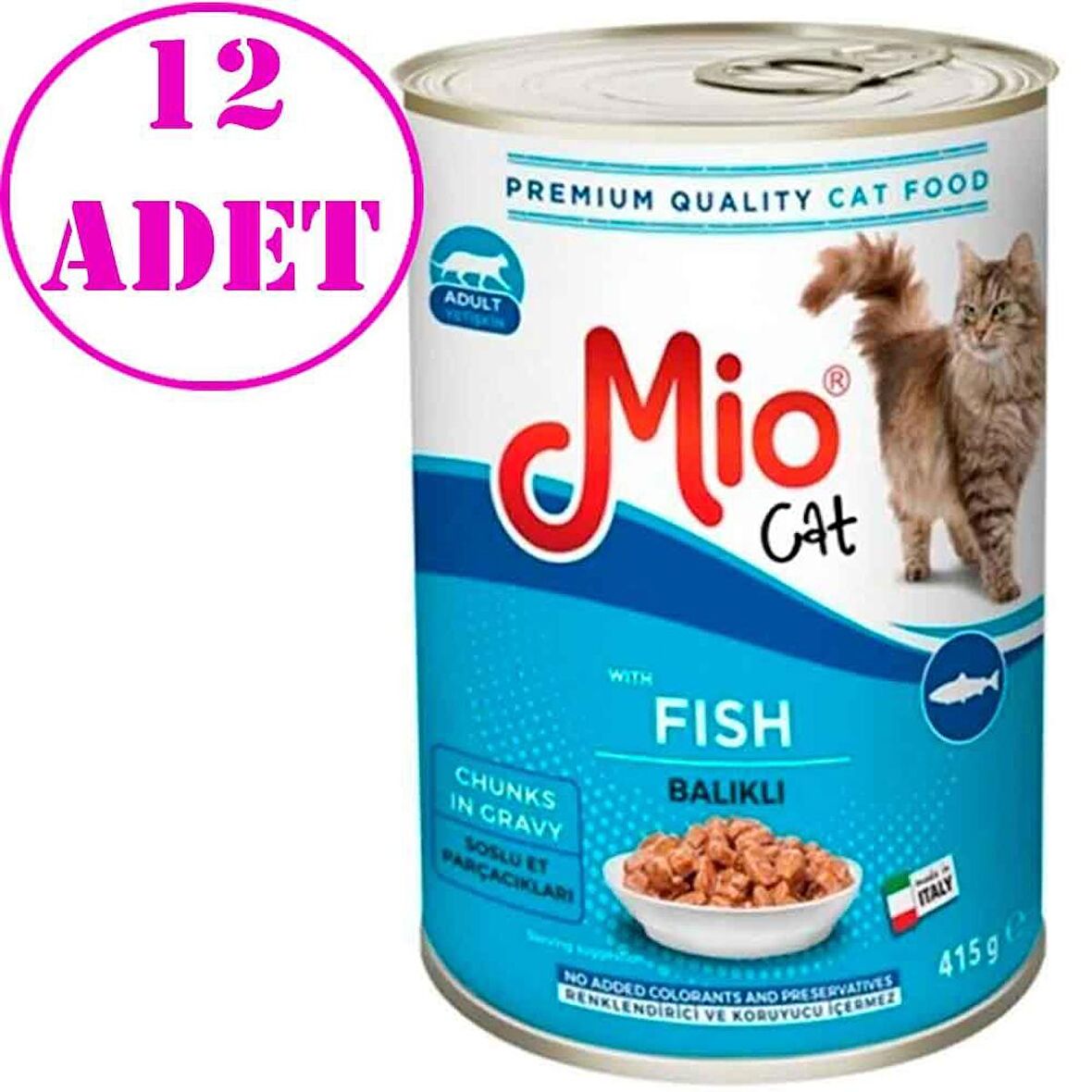 Mio Balıklı Yetişkin Kedi Konservesi 415 Gr 12 AD