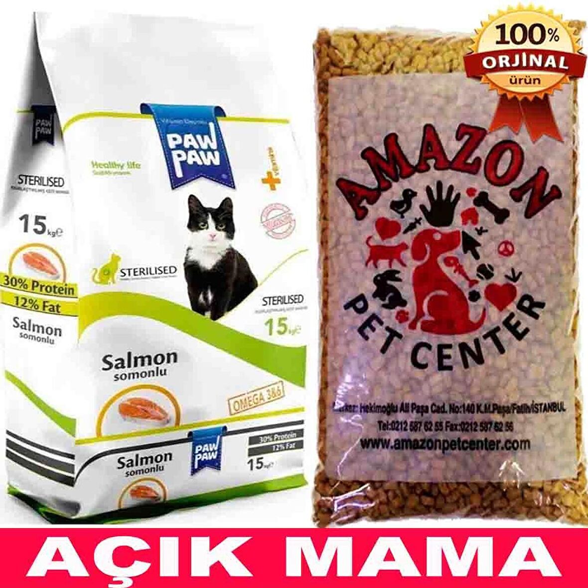 Paw Paw Sterilised Somonlu Kısırlaştırılmış Kedi Maması Açık 1 Kg