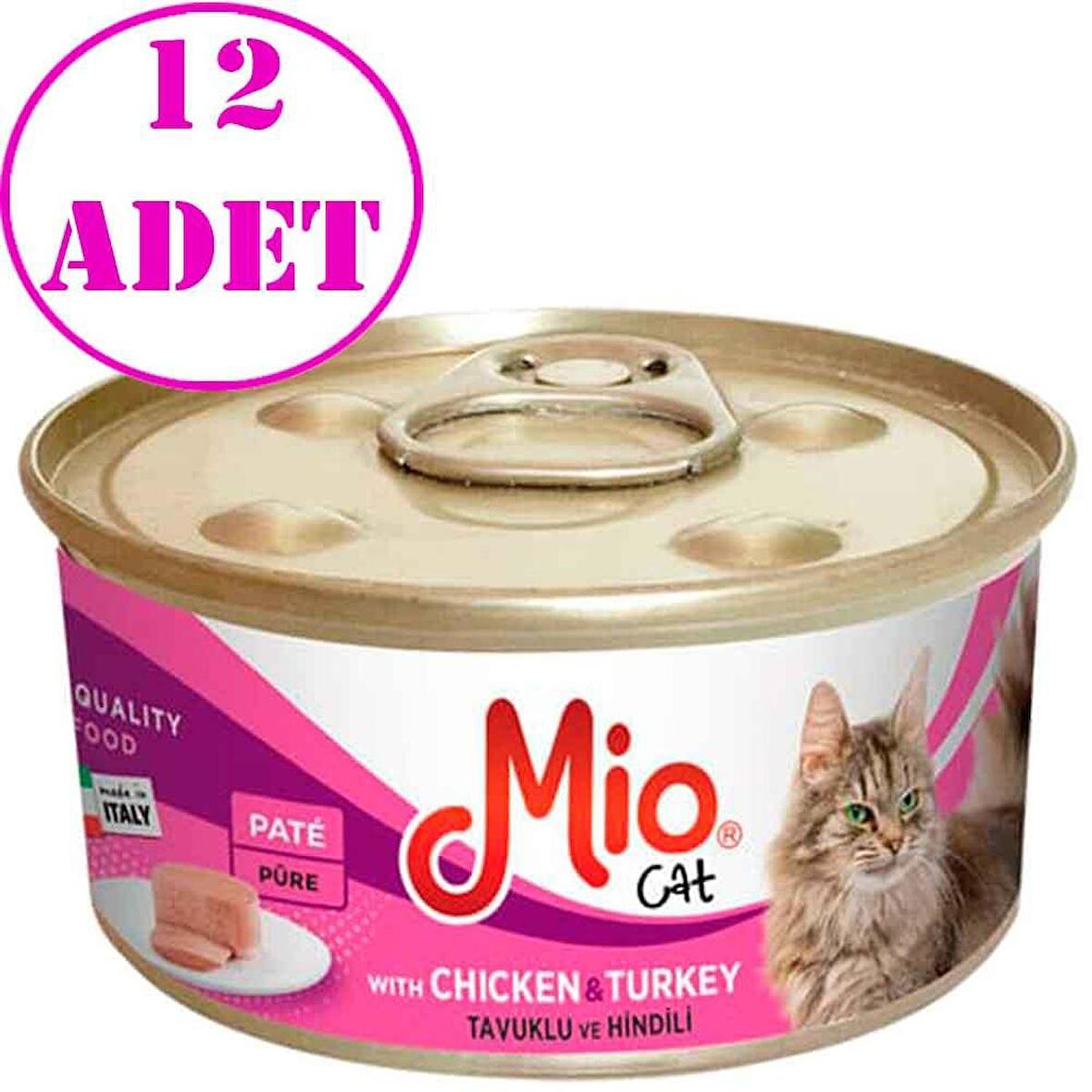 Mio Tavuklu ve Hindili Yetişkin Kedi Konservesi 85 Gr 12 AD