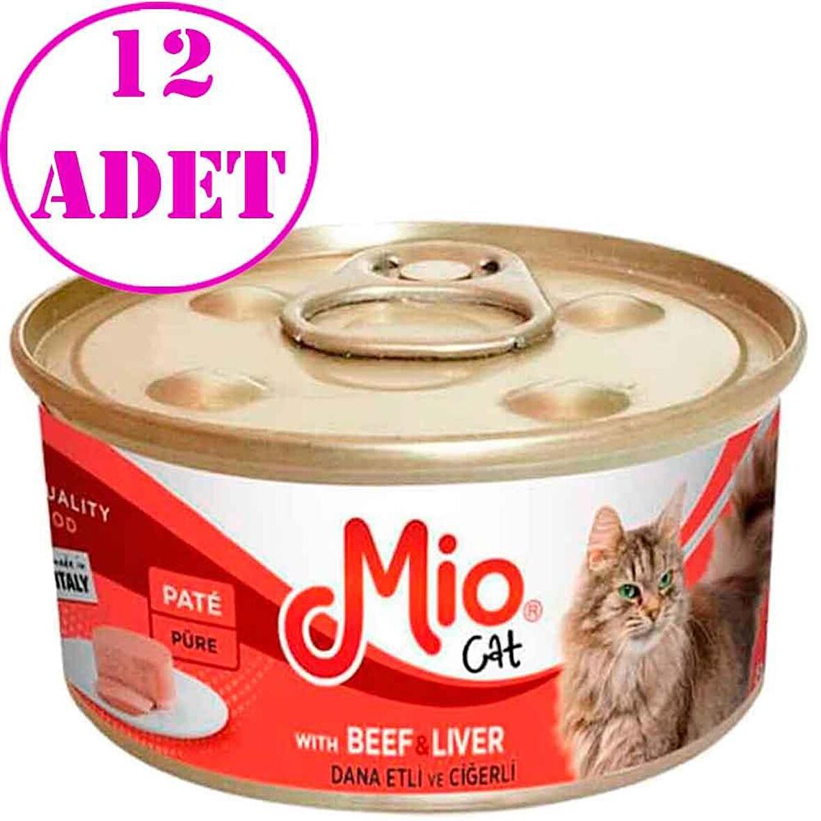 Mio Dana Etli ve Ciğerli Yetişkin Kedi Konservesi 85 Gr 12 AD