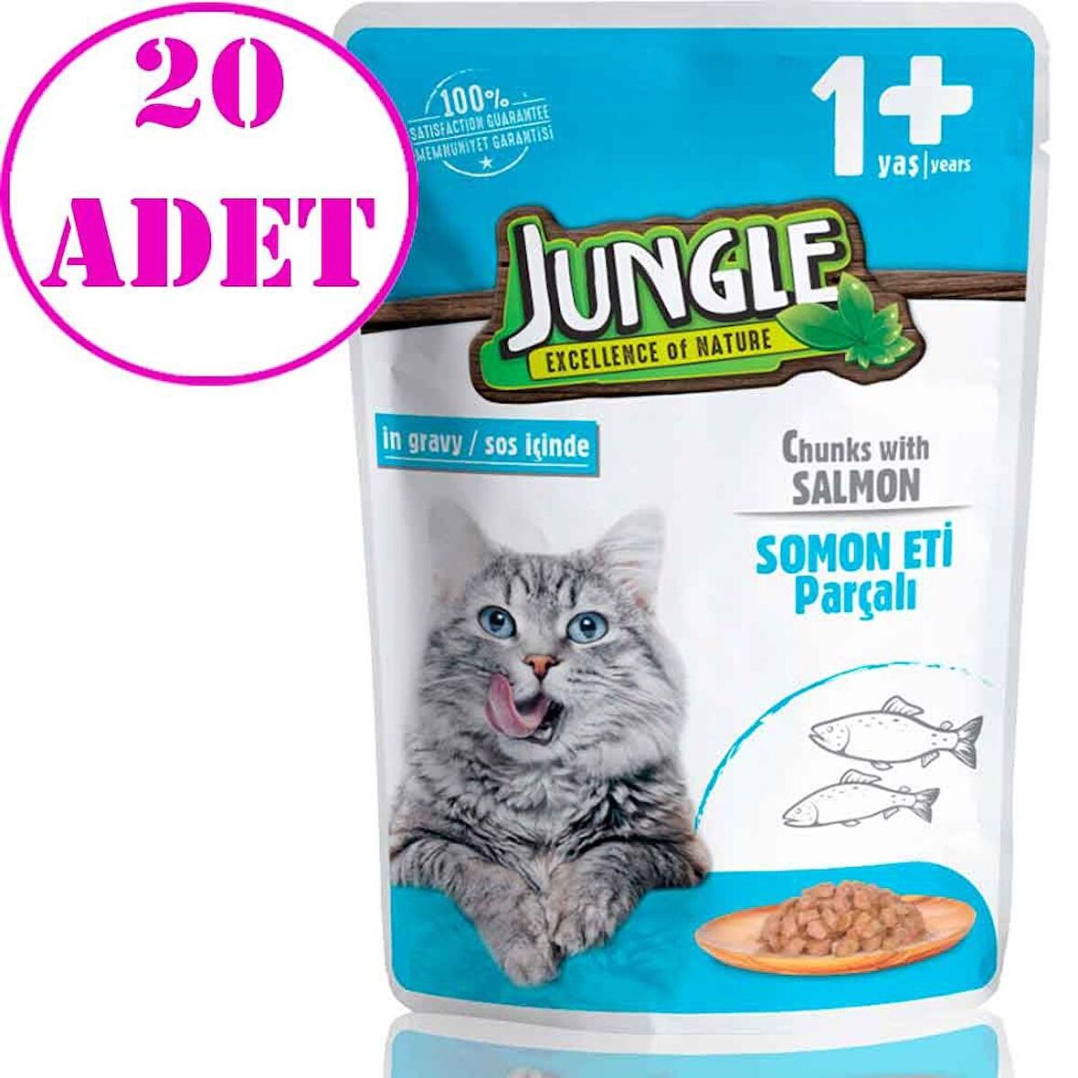 Jungle Kedi Yaş Mama Somonlu Jelli 100 Gr 20 AD