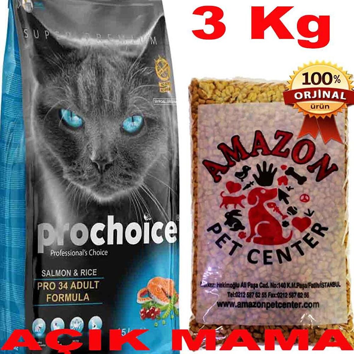 Prochoice Pro 34 Somonlu Kedi Maması Açık 3 Kg