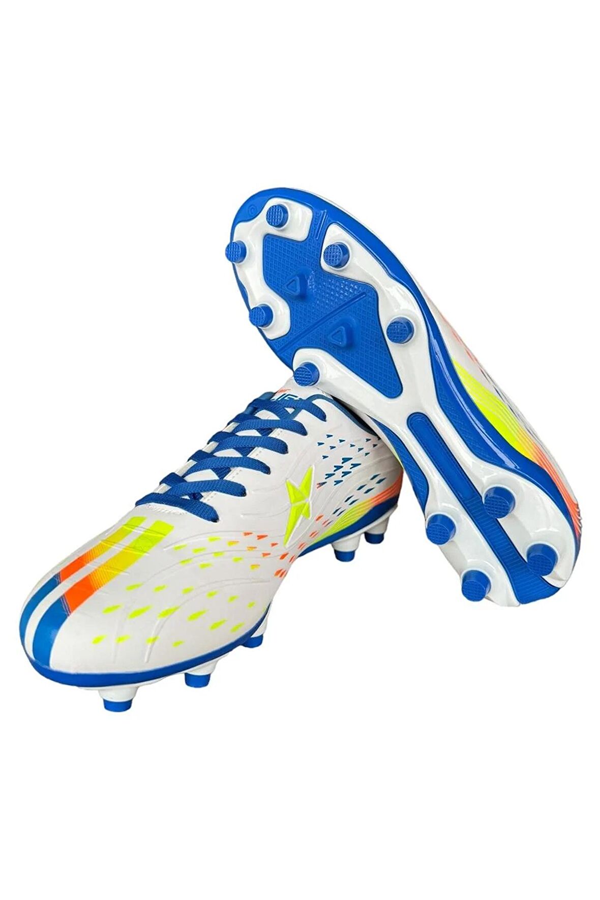 Erkek TPU Taban Halı Saha Krampon Futbol Ayakkabısı BEYAZ - SAKS