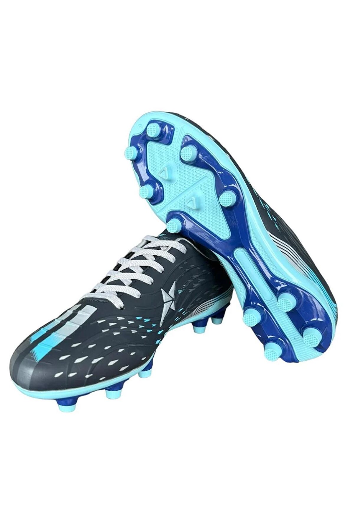 Erkek TPU Taban Halı Saha Krampon Futbol Ayakkabısı LACİVERT - TURKUAZ