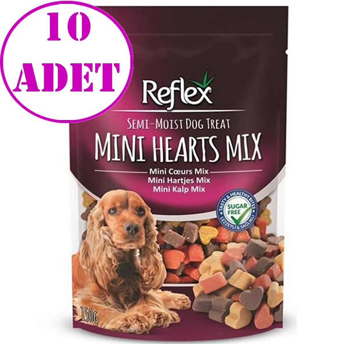 Reflex Karışık Renkli Mini Kalpli Yumuşak Köpek Ödülü 150gr 10 AD