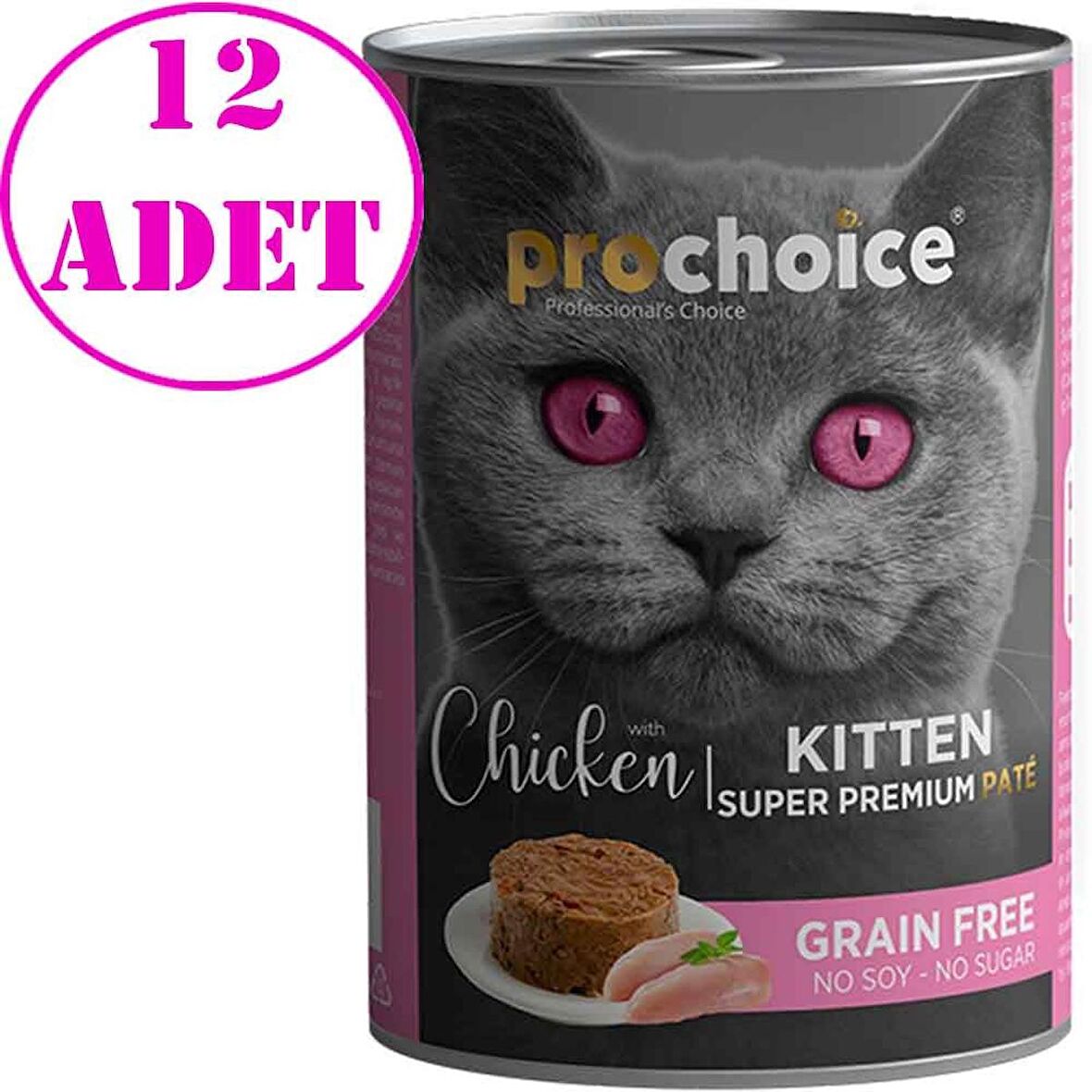 ProChoice Kitten Tavuklu Yavru Kedi Konservesi Pate 400 Gr 12 AD