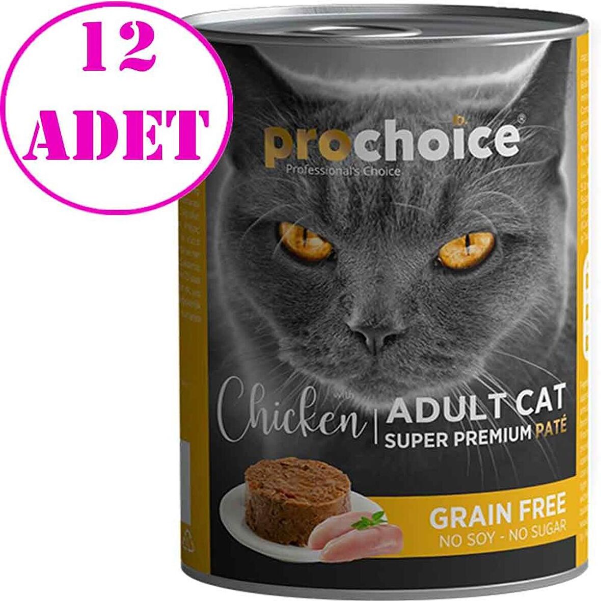 Pro Choice Tavuklu Kedi Konservesi Pate 400 Gr 12 AD