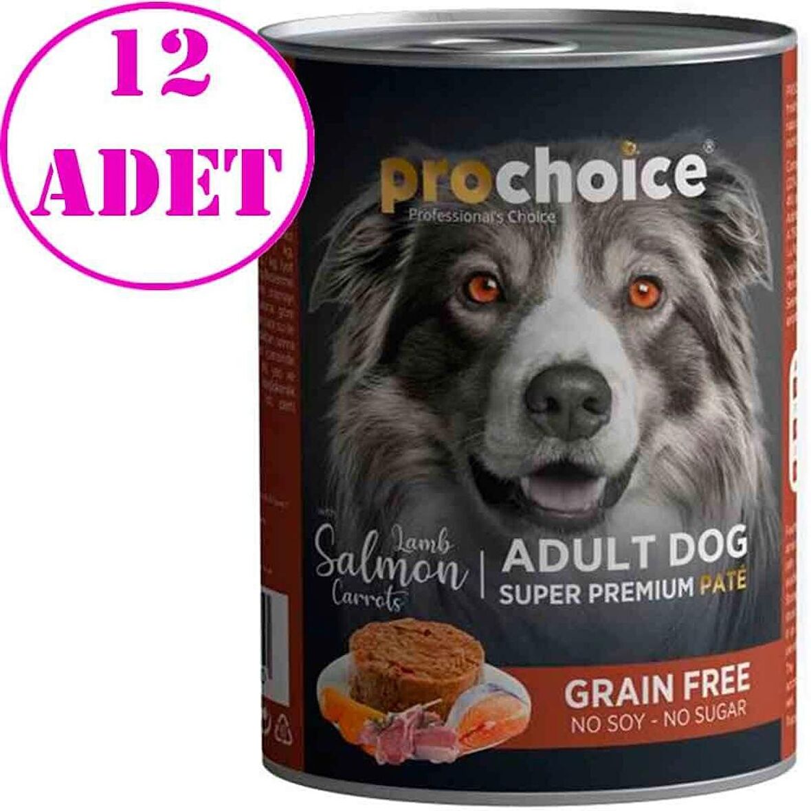 Pro Choice Kuzu ve Somonlu Pate Tahılsız Köpek Konservesi 400 Gr 12 AD