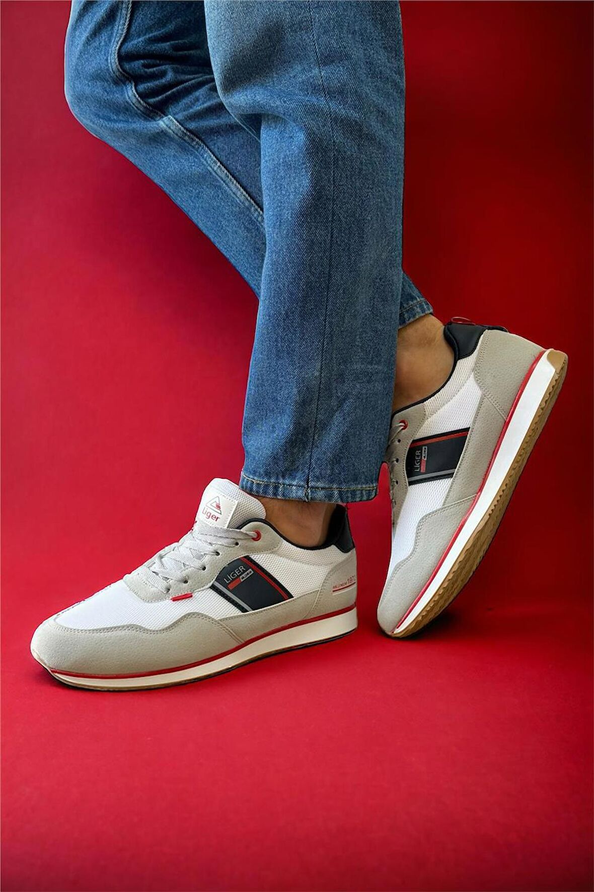 Erkek Günlük Sneaker Spor Ayakkabı BEYAZ - LACİVERT