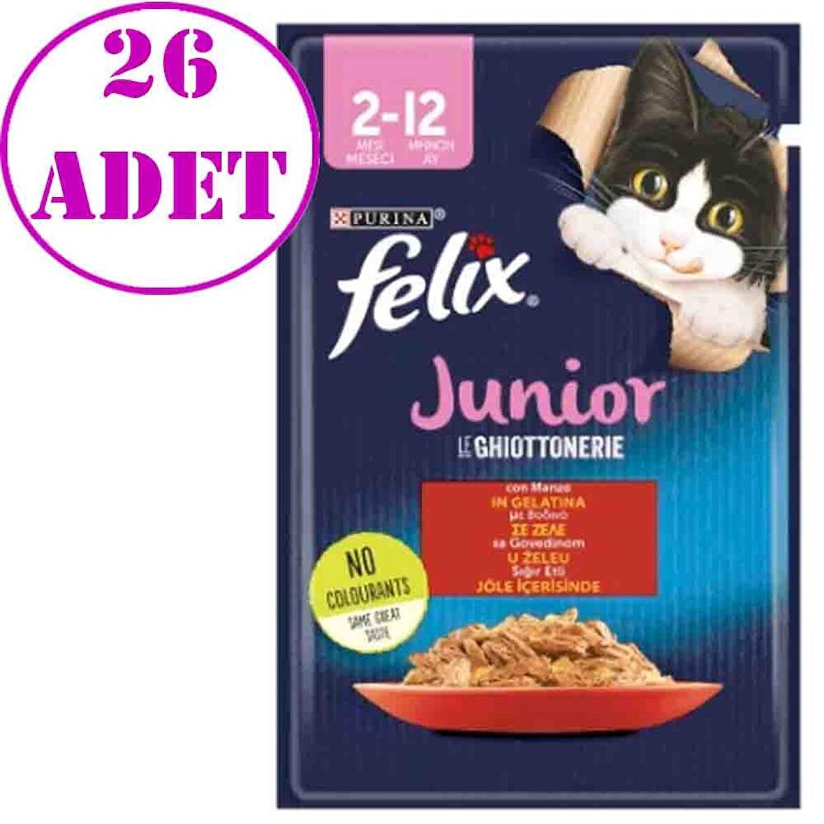 Purina Felix Sığır Eti Yaş Yavru Kedi Maması 85 Gr 26 AD