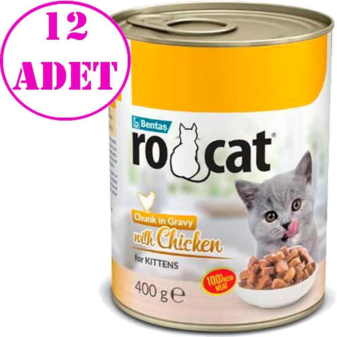 Ro Cat Yavru Kedi Konservesi Tavuklu 400 GR 12 AD