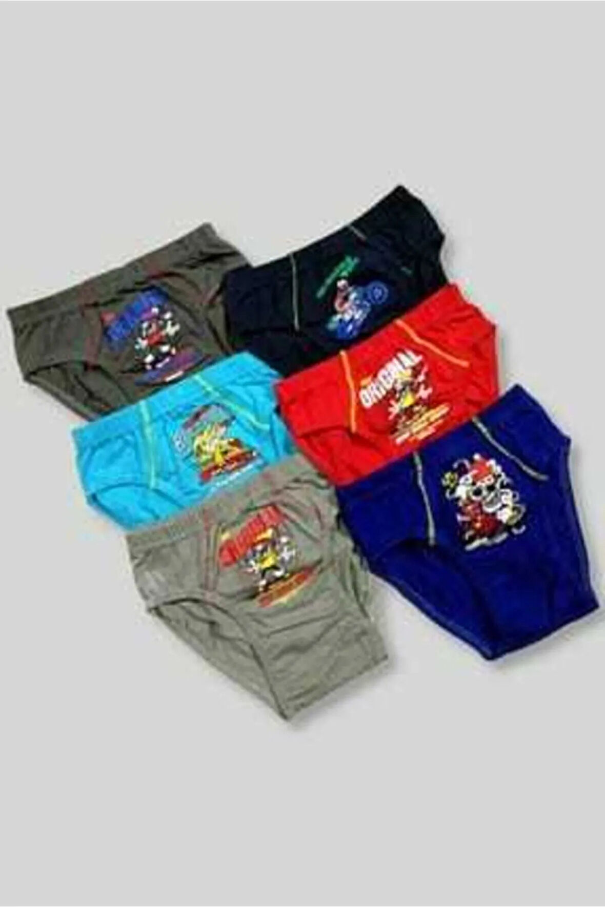 Erkek Çocuk Çok Renkli 6'Lı Paket 0138 Elastan Pamuk Baskılı Külot