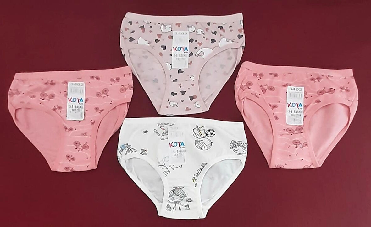 Kız Çocuk Slip Külot Paket İçeriği 4 Adet 