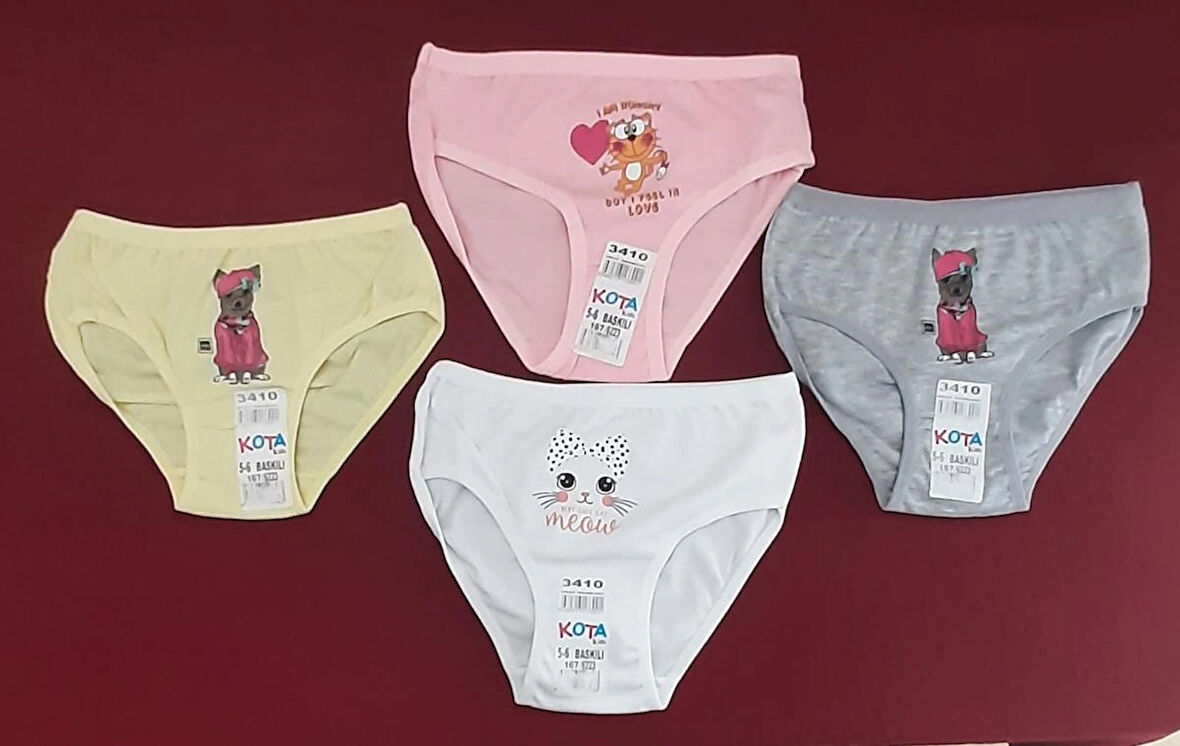 Kız Çocuk Slip Külot Paket İçeriği 4 Adet 
