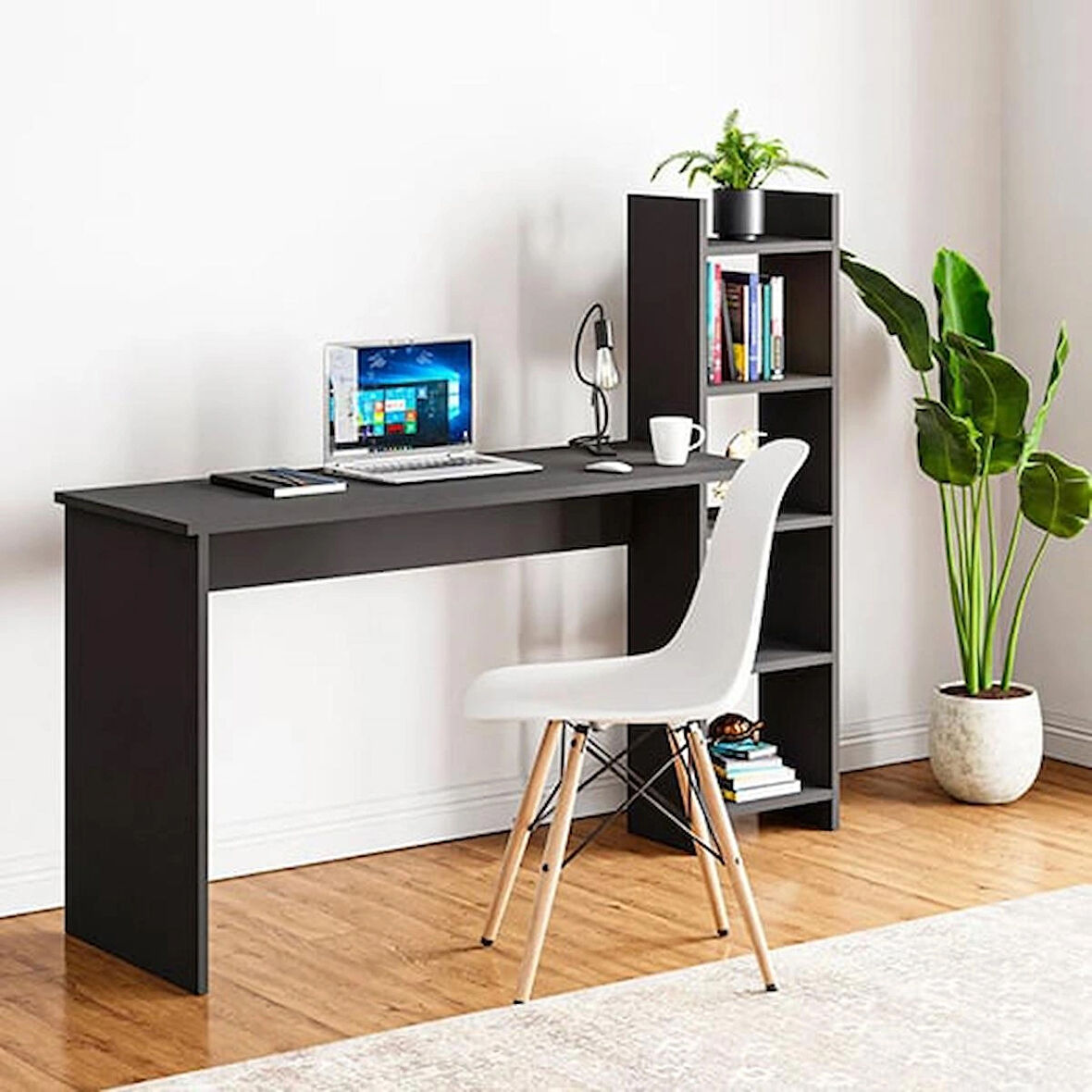 Reyo Kitaplıklı Fonksiyonel Çalışma Masası MS2 Antrasit