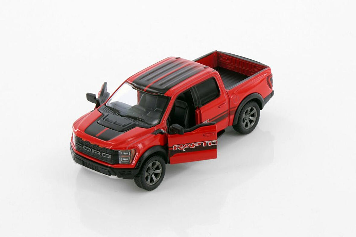 Kinsmart 2022 Ford F-150 Raptor Pickup Truck Livery Edition Diecast Araba Kırmızı