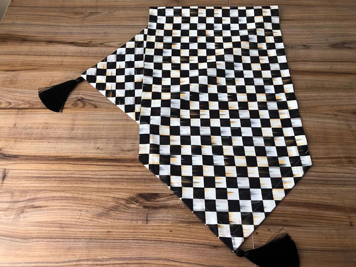 YAĞLI BOYA DAMA DESENLİ RUNNER