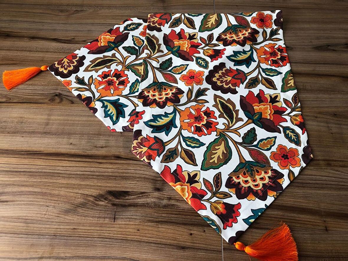 ÇİÇEKLİ ŞAL DESENLİ RUNNER