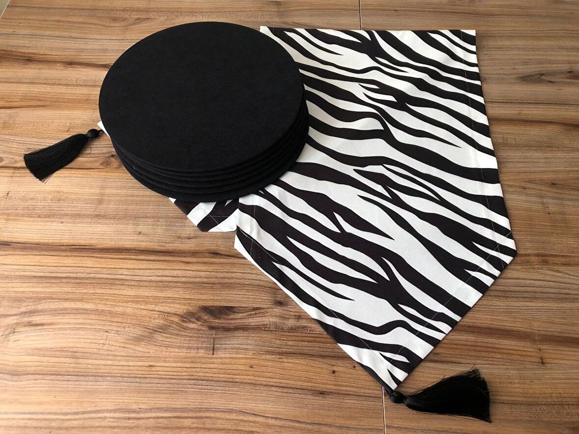 ZEBRA DESENLİ RUNNER & SİYAH SUPLA