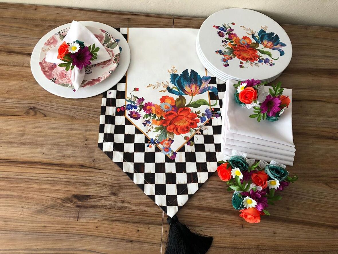 SOFRA SUNUM SETİ ÇİÇEK DESENLİ TAKIM