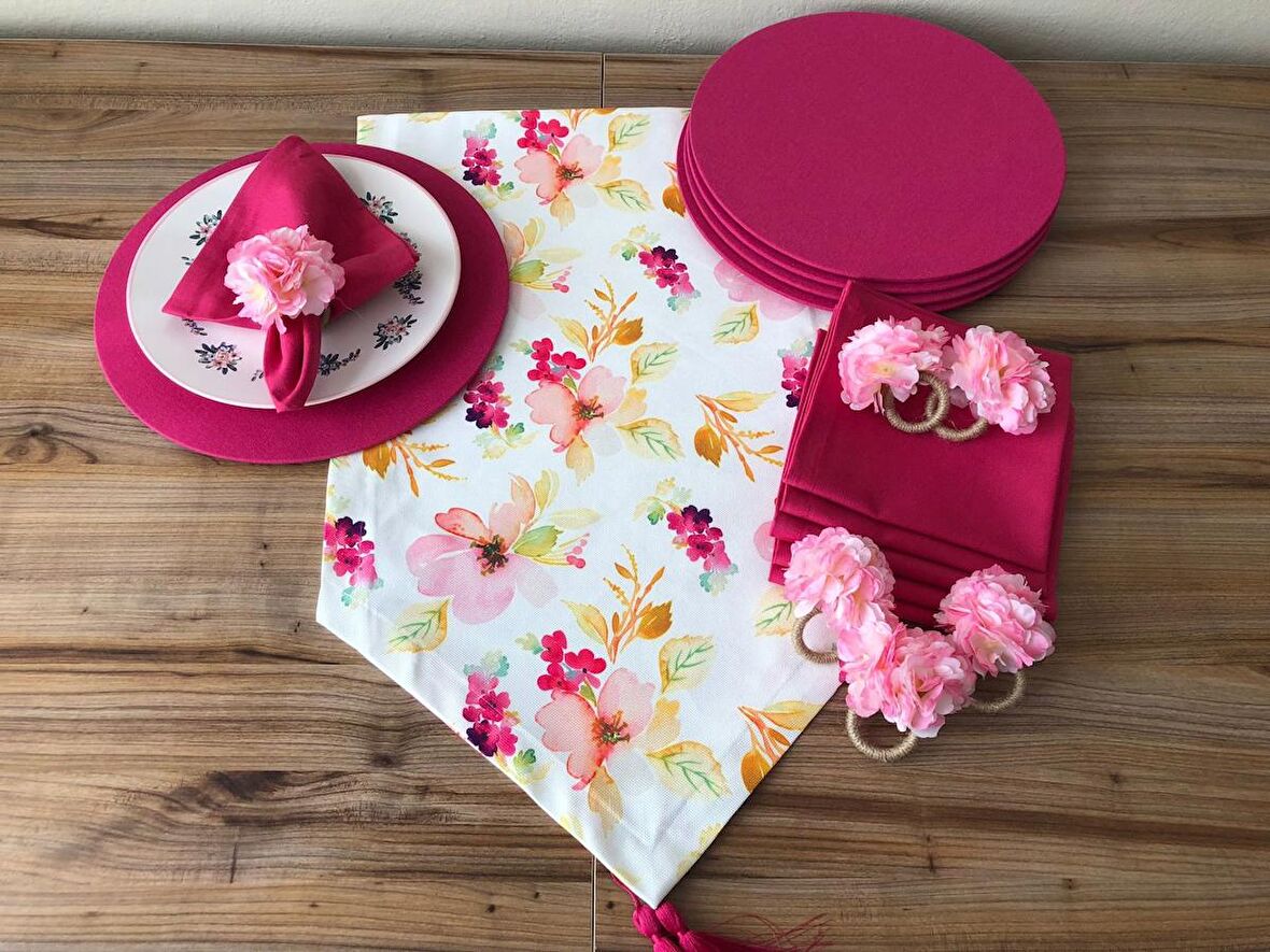 SOFRA SUNUM SETİ SULUBOYA ÇİÇEK DESENLİ