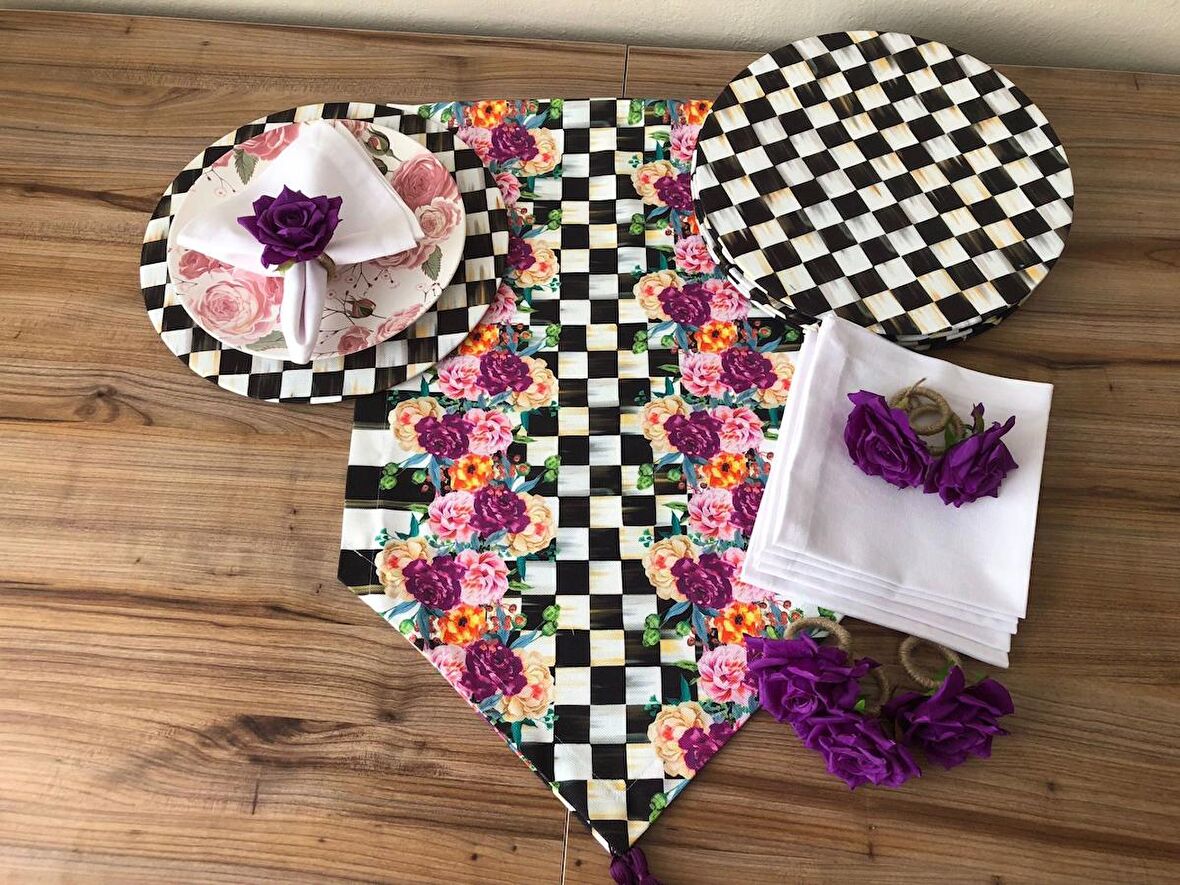 SOFRA SUNUM SETİ MOR GÜL DETAYLI