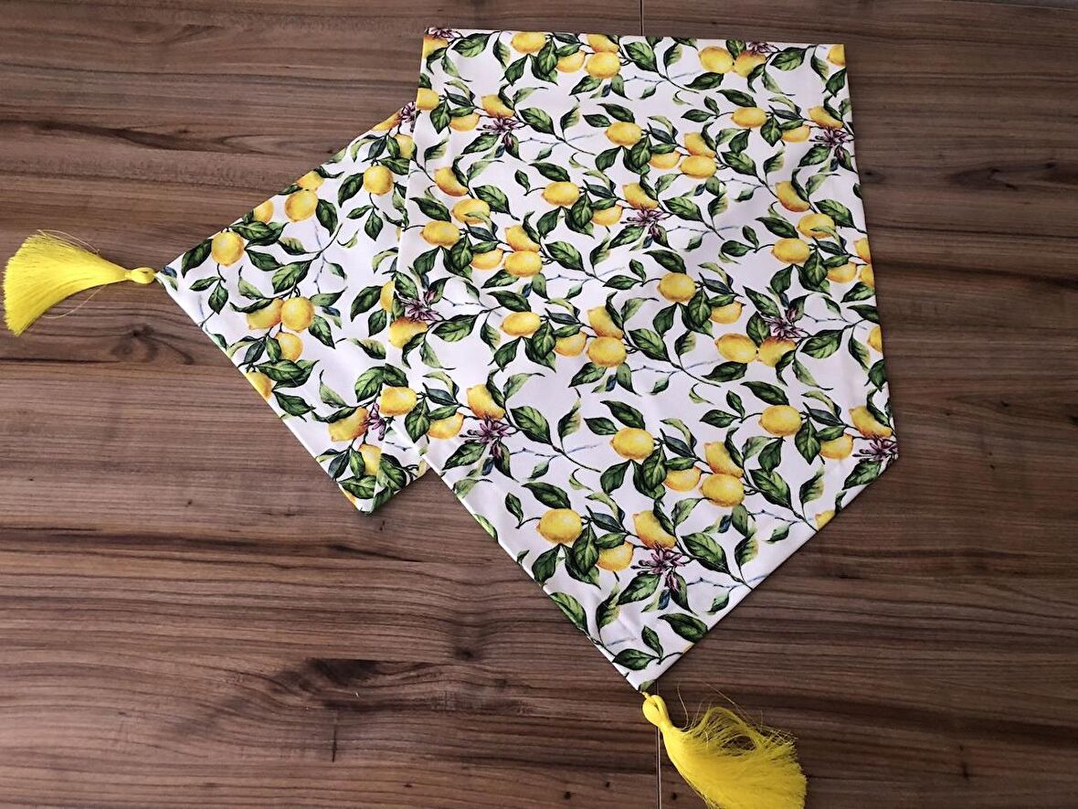 YEŞİL YAPRAKLAR ARASINDA LİMON DESENLİ RUNNER