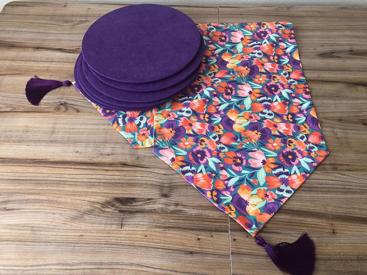 ÇİÇEK KARNAVALI DESENLİ RUNNER & SUPLA