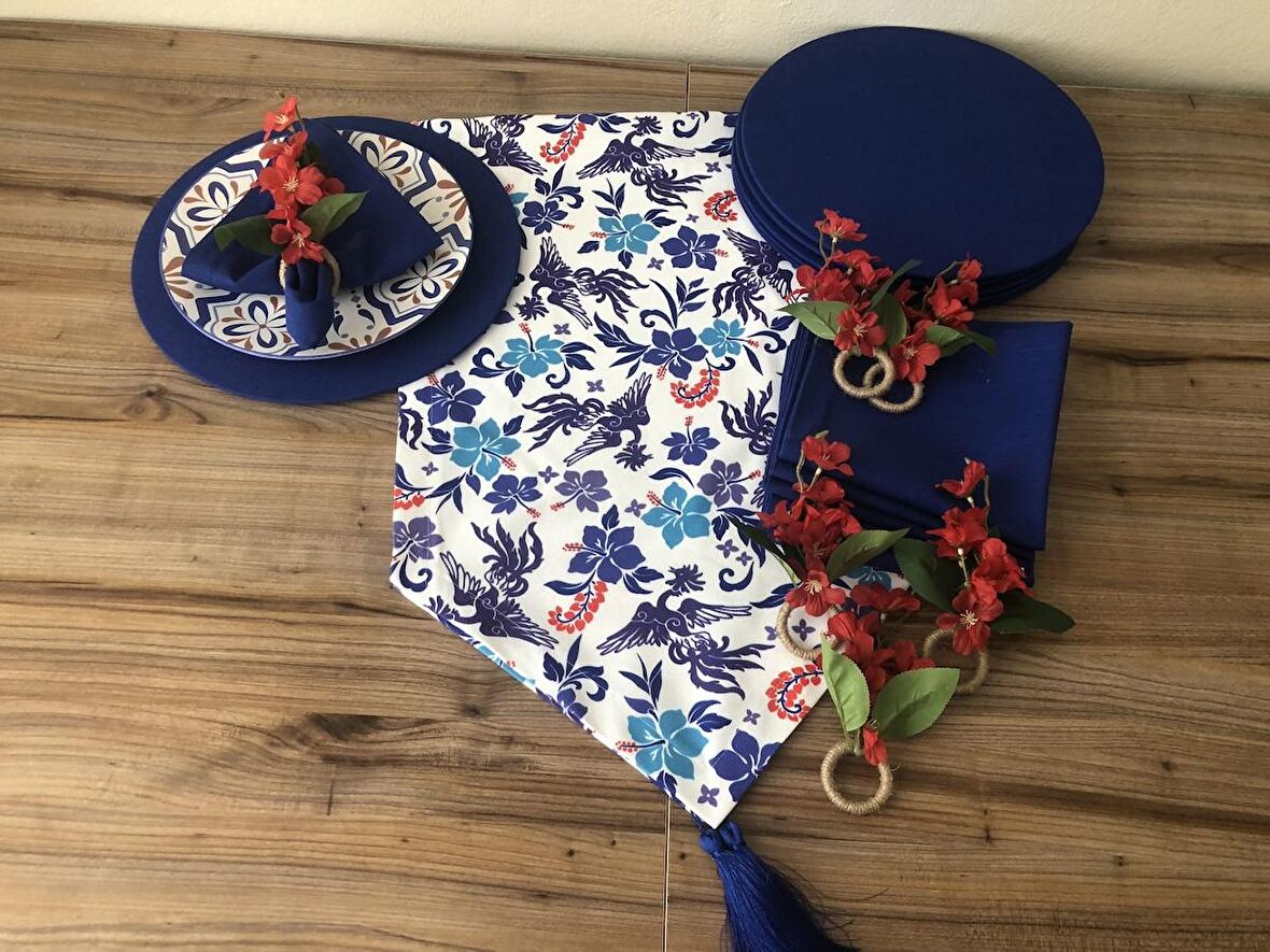 SOFRA SUNUM SETİ BLUE BLANC ÇİÇEK DESENLİ TAKIM