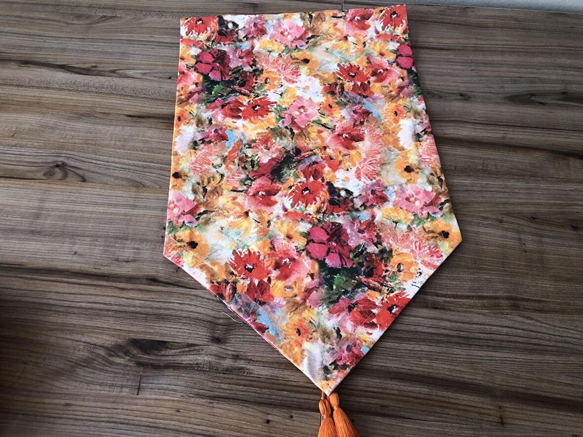 YAĞLI BOYA ÇİÇEK DESENLİ RUNNER