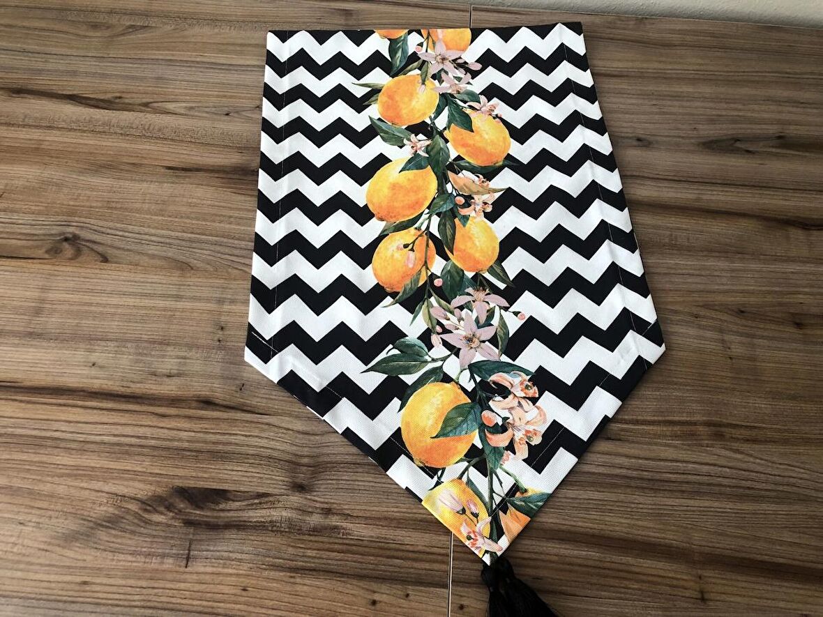 ZİGZAG ÜZERİNE LİMON DESENLİ RUNNER