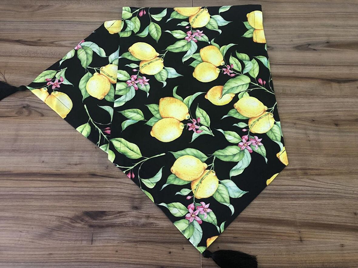 SİYAH ZEMİN LİMON DESENLİ RUNNER