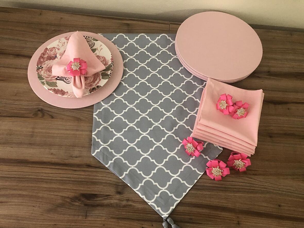 SOFRA SUNUM SETİ GRİ MOROCCAN DESENLİ