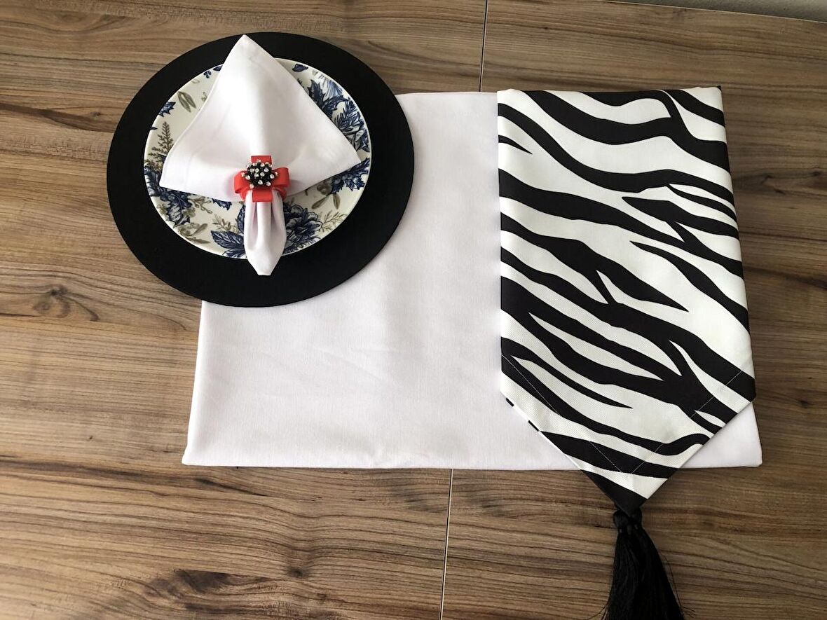 SOFRA SUNUM TAM SET ZEBRA DESENLİ