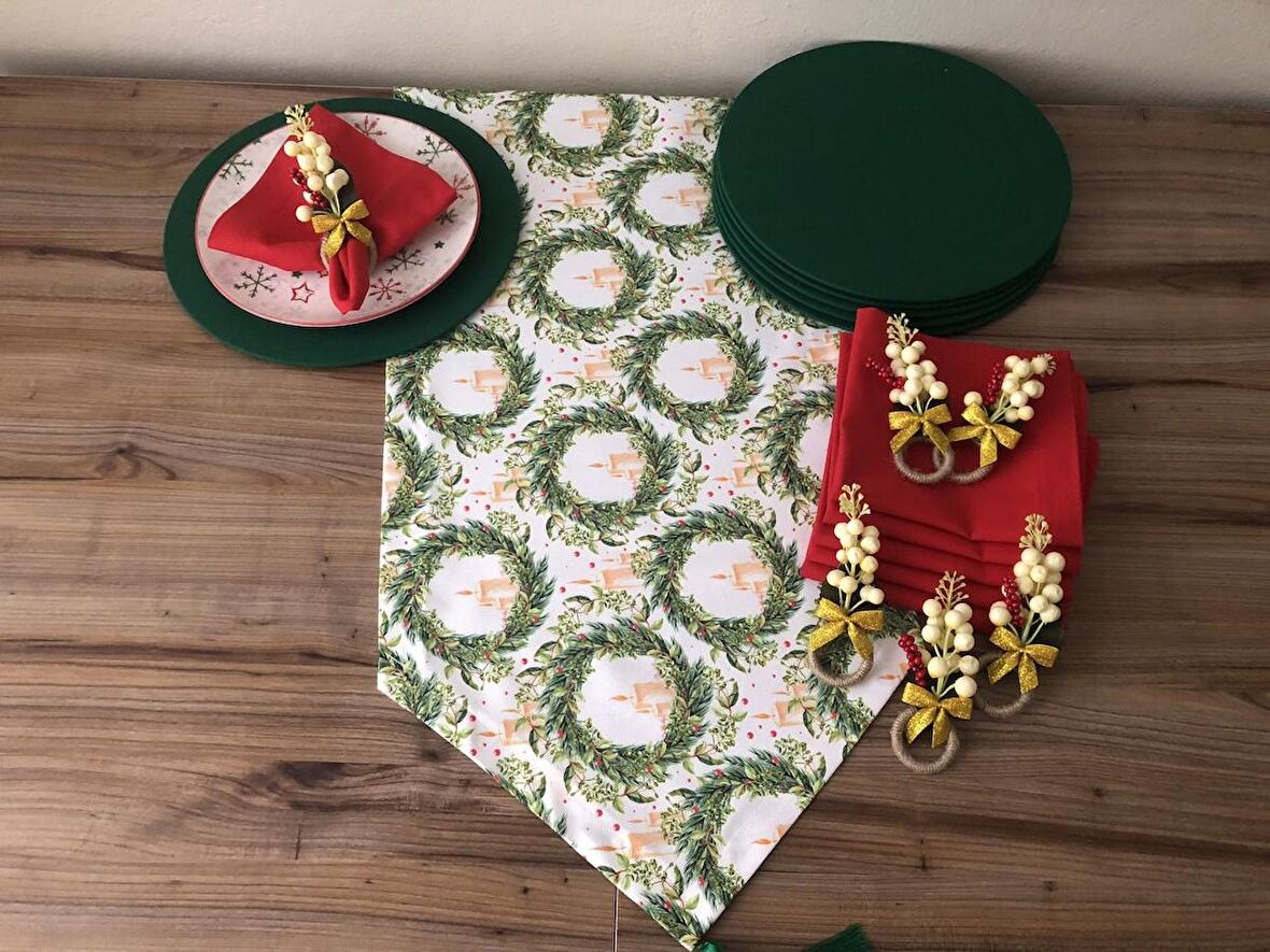 SOFRA SUNUM SETİ MUM ÇELENK DESENLİ