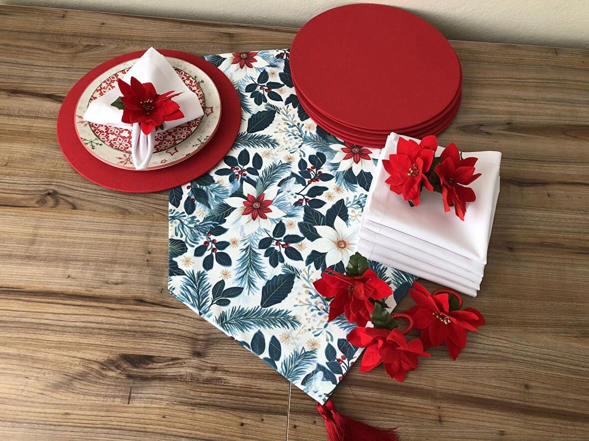 YILBAŞI SOFRA SUNUM SETİ YILBAŞI ÇİÇEĞİ DESENLİ 02