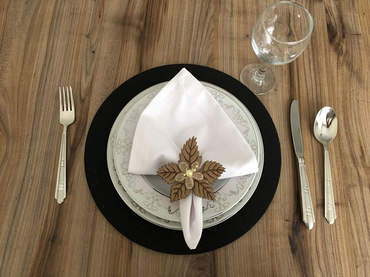 AHŞAP YAPRAK PEÇETE HALKASI (6 ADET)